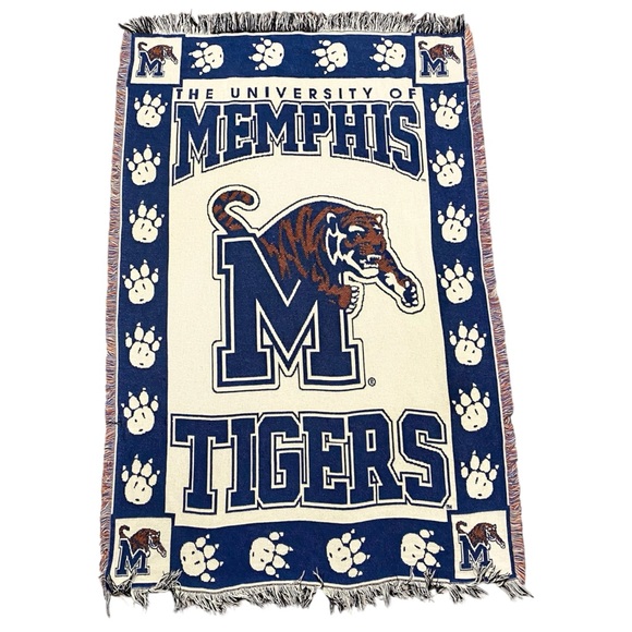 Vintage University of Memphis Tapestry Throw - Picture 1 of 3